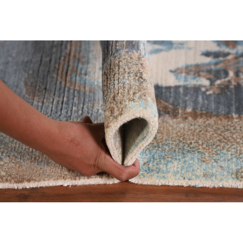 Tapis abstrait moderne fait à la main 3 x 5