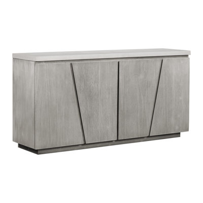 Large Grey Sideboard with Concrete Top and Brushed Acacia Frame