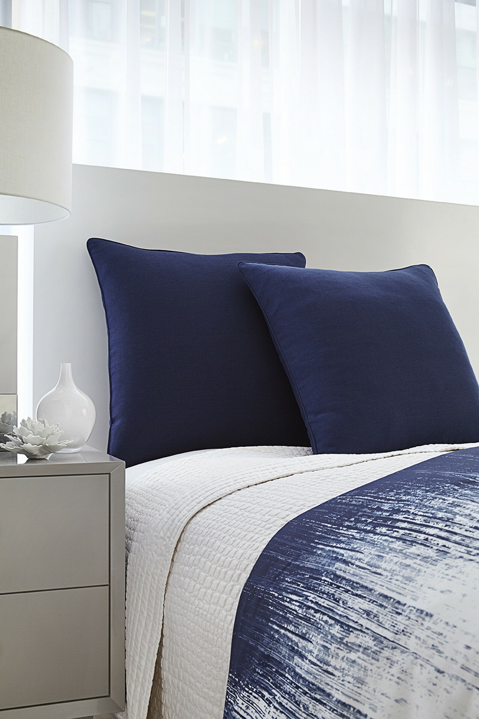 Edgar Square 100% Cotton Pillow Cover AllModern Color: Dark Blue, Fill Material: Polyester/Polyfill, Size: 22'' x 22