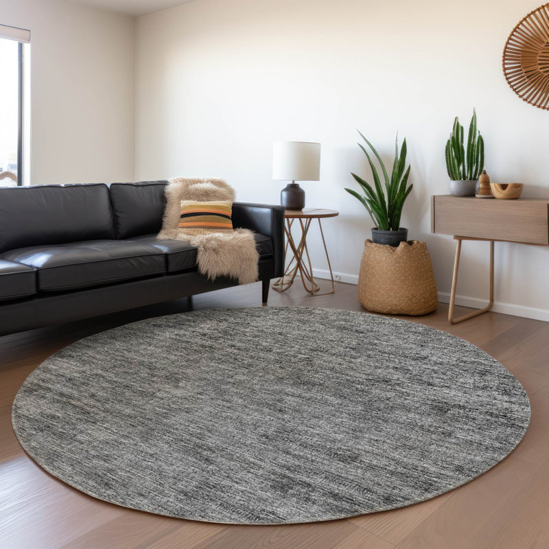 Premium Machine Washable Mayfield Gray Rug, Round 8'