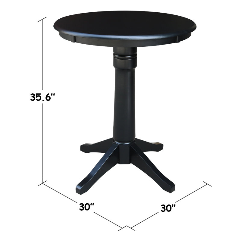 Gianluka Counter Height Solid Wood Dining Table, Black, 35.9" H x 30" L x 30" W