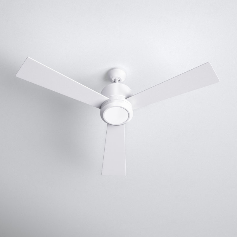 Tulsi 3 Blade Ceiling Fan with LED Light Kit, Matte White with White Blades, 56