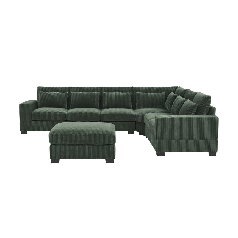 Laguna Modular Corduroy Sectional, Green Corduroy