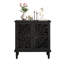 Commode d'appoint vintage à découpes creuses, buffet noir à 2 portes avec motif floral et tablette réglable pour le rangement du vestibule du salon