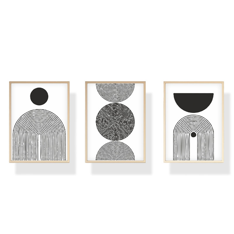 3 pièces de peinture sur cadre en bois massif