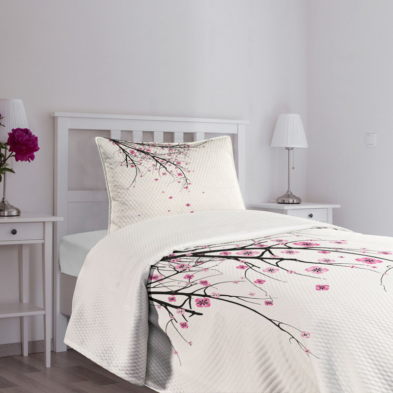 Ambesonne Ambesonne Floral Bedspread Cherry Blossom