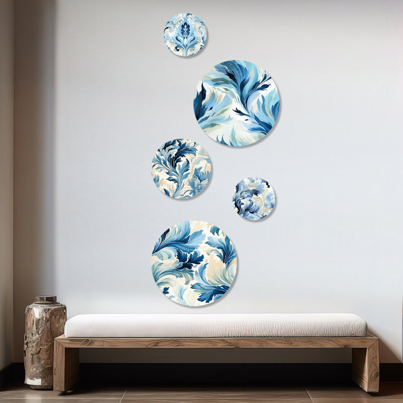 Cvita - Ensemble d'art mural rond victorien Ikat de 5