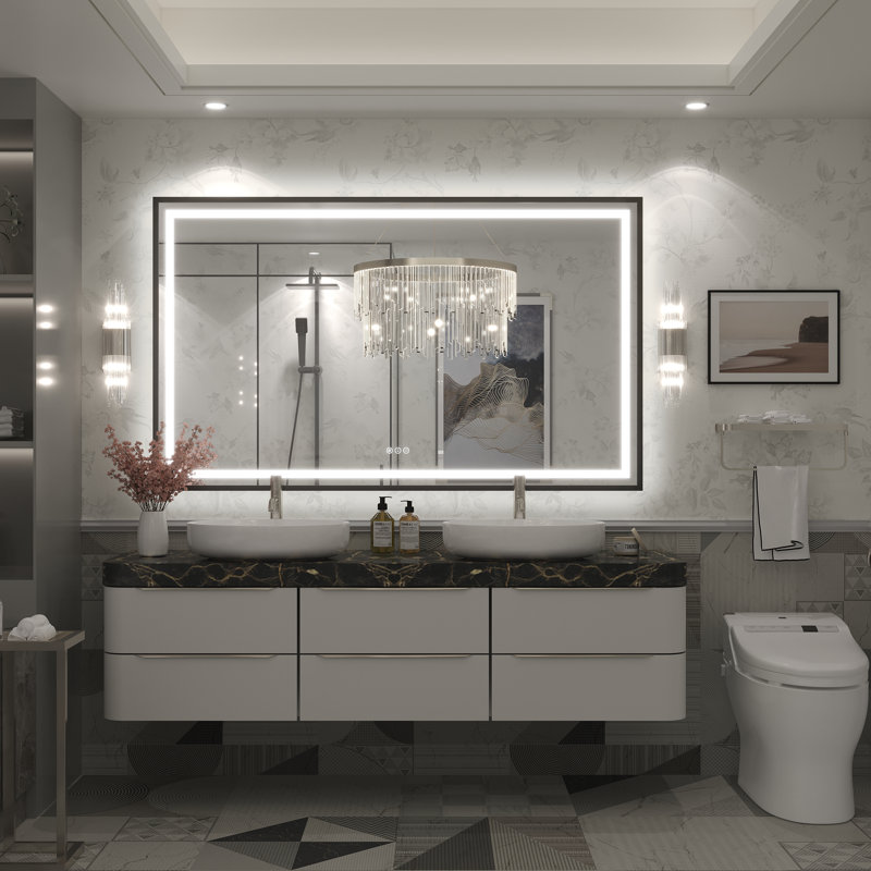 Miroir de salle de bain Molly Framelss, 60 po x 36 po, Noir