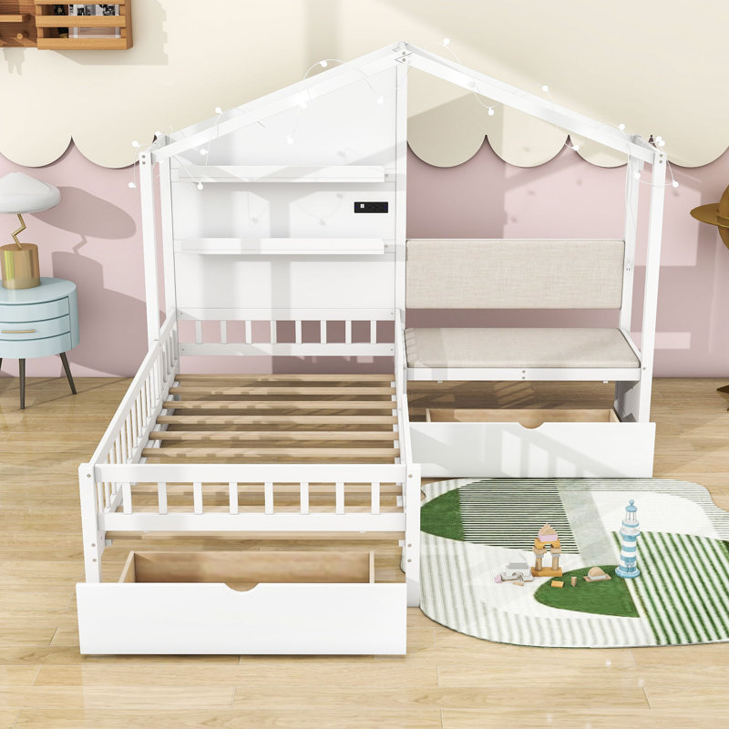 Adrijus Twin 2 Drawer House Bed by Isabelle & Max™, White