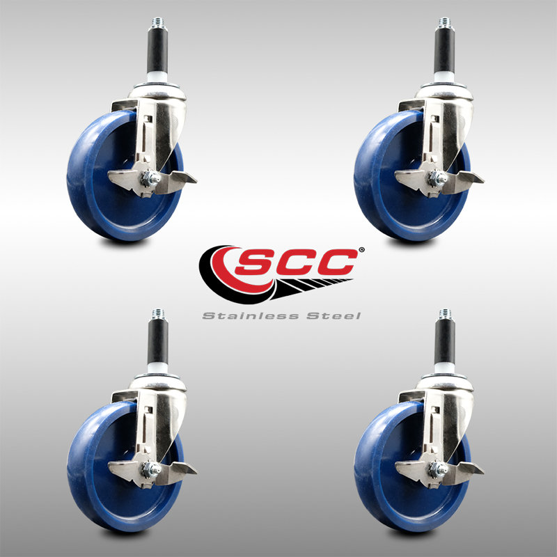 316SS Solid Poly Swivel Expanding Stem Caster Set Brake SCC