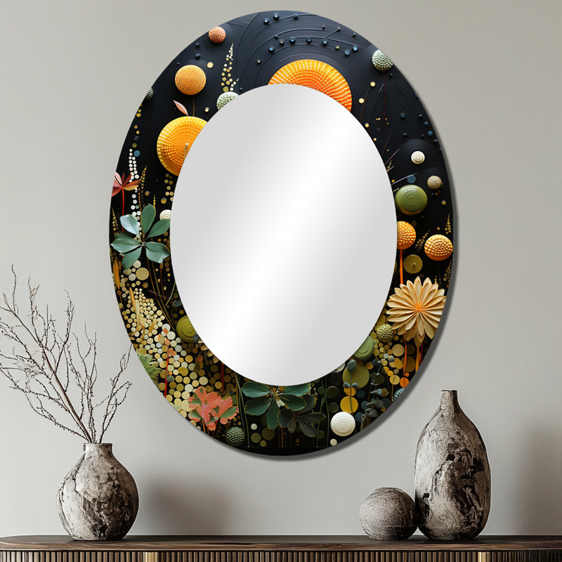 Miroir mural orange Mid Century Natures Harmony II - Orange Mid-Century, 40 po x 30 po