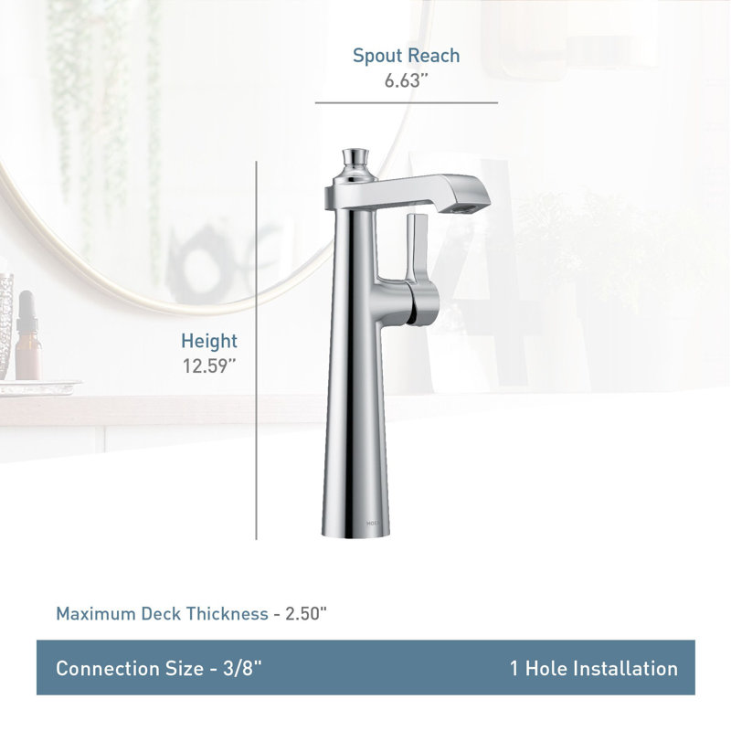 Flara Vessel Sink Bathroom Faucet, Polished Nickel