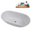 59" Streamline Soaking Matte White Stone Resin Freestanding Tub And Tray With Internal Drain In Polished Chrome
