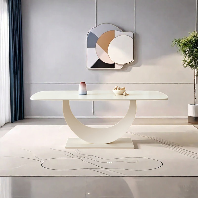 Creamy White Rectangular Rock Table, 29.5"H x 55.1"L x 31.5"W