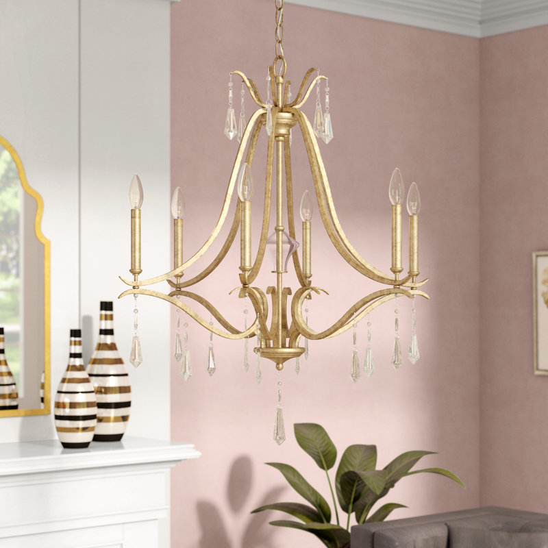 Willa Arlo Interiors Vogan Coal With Clear Chandelier, Gold
