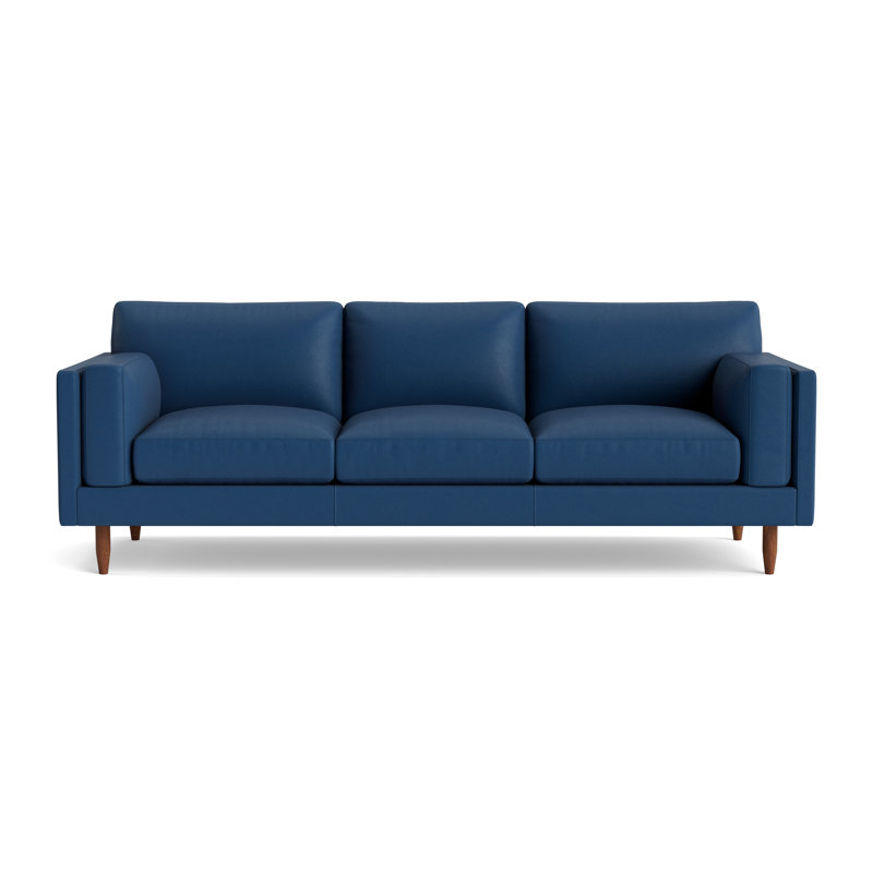 Skinny Fat Leather Sofa (95"), Leather - Deep Blue