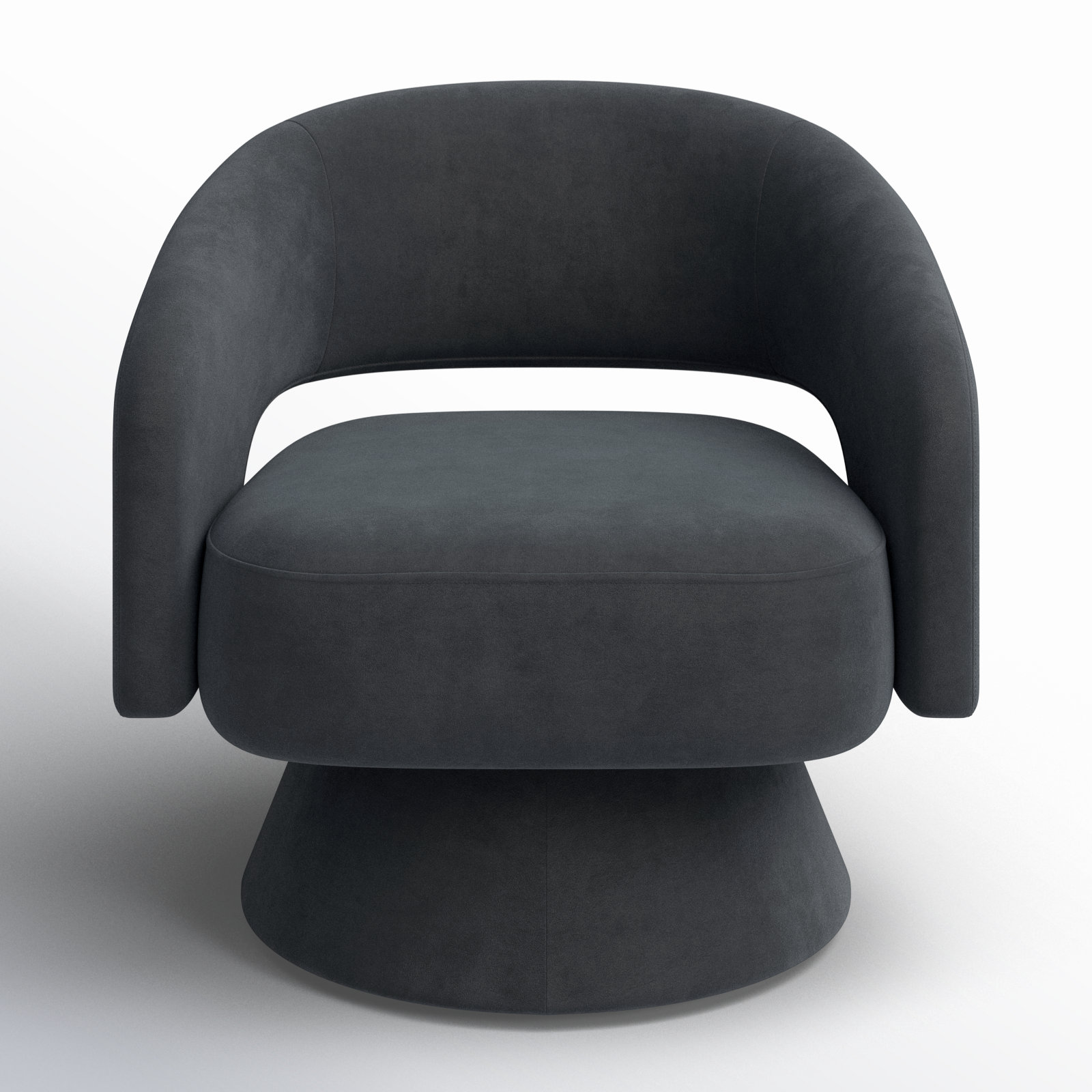 Bhupendra Swivel Barrel Chair, Dark Grey Velvet