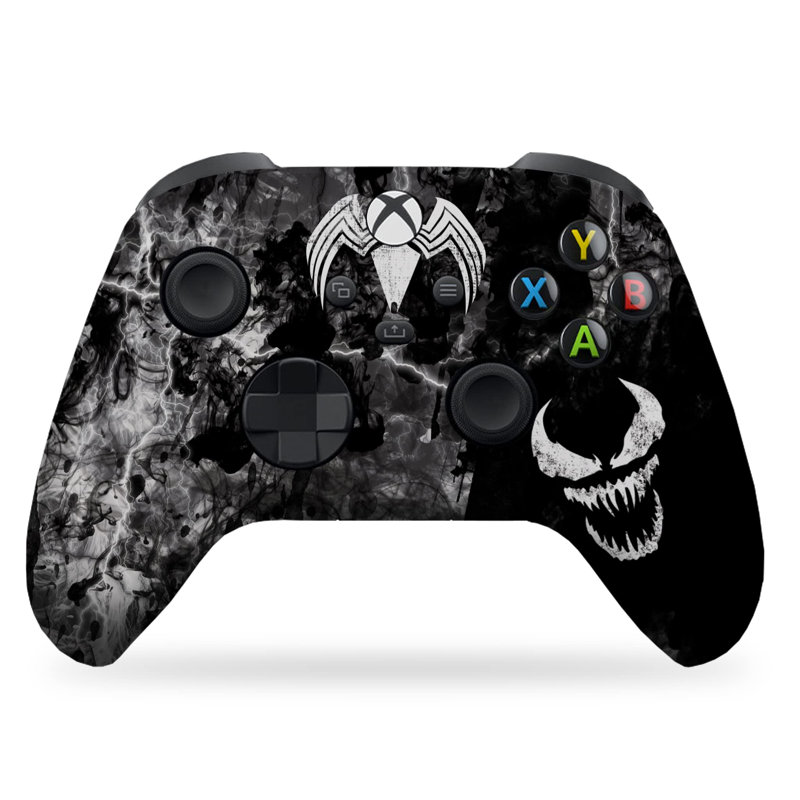 DreamController Vennom contrôleur X-box personnalisé sans fil compatible avec X-box One / Series X / S Fièrement personnalisé aux États-Unis avec impression HYDRO-DIP permanente (PAS JUSTE UNE PEAU) (MODDED)