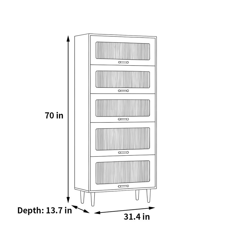 Rabehi, Blanc, (5 tablettes) H 70 po x l 31,4 po x P 13,7 po
