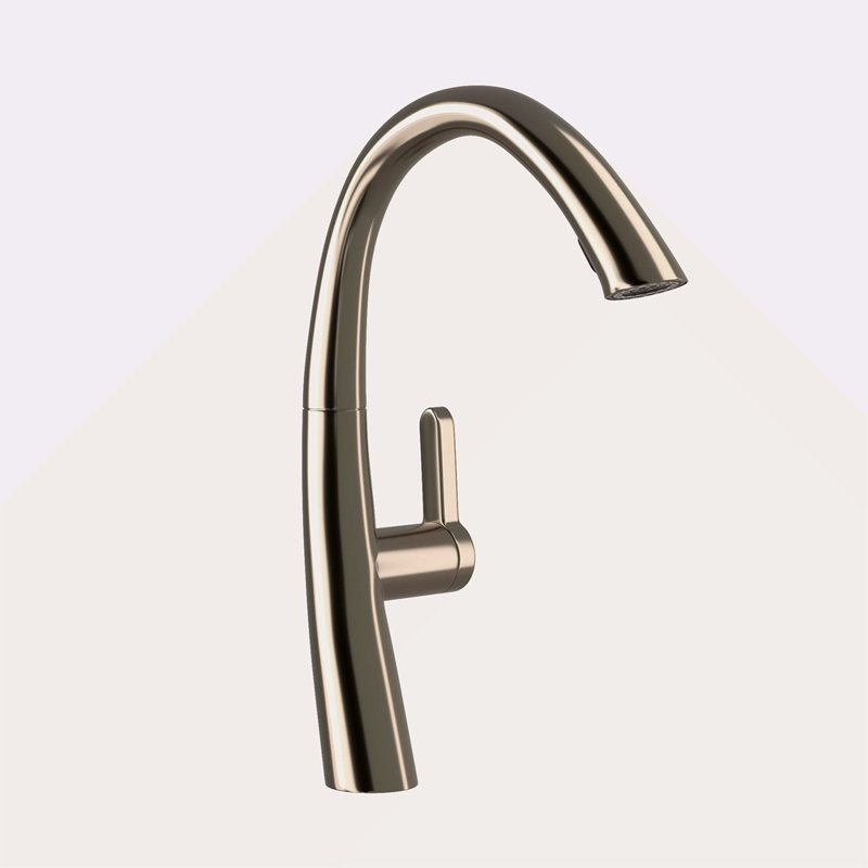Robinet de cuisine avec douchette extractible, nickel brossé