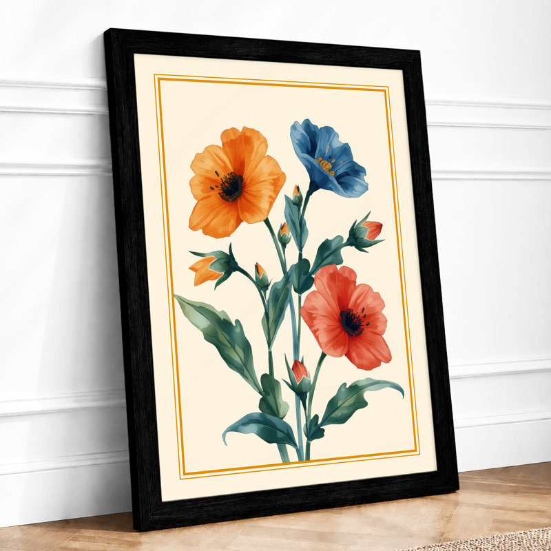 Study in Bloom Botanical - Framed Print, A4 - 29.7 x 21.0 cm, Black