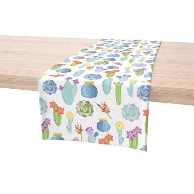 Rectangular Floral Cotton Twill Table Runner