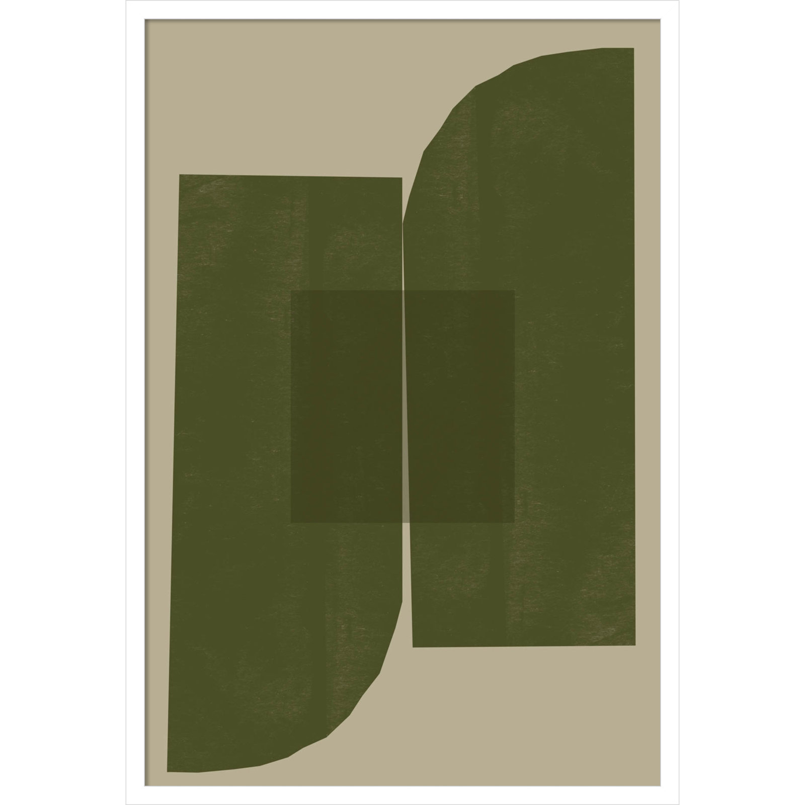 Percey "Green Composition 2" Print, White, 33" H x 23" W
