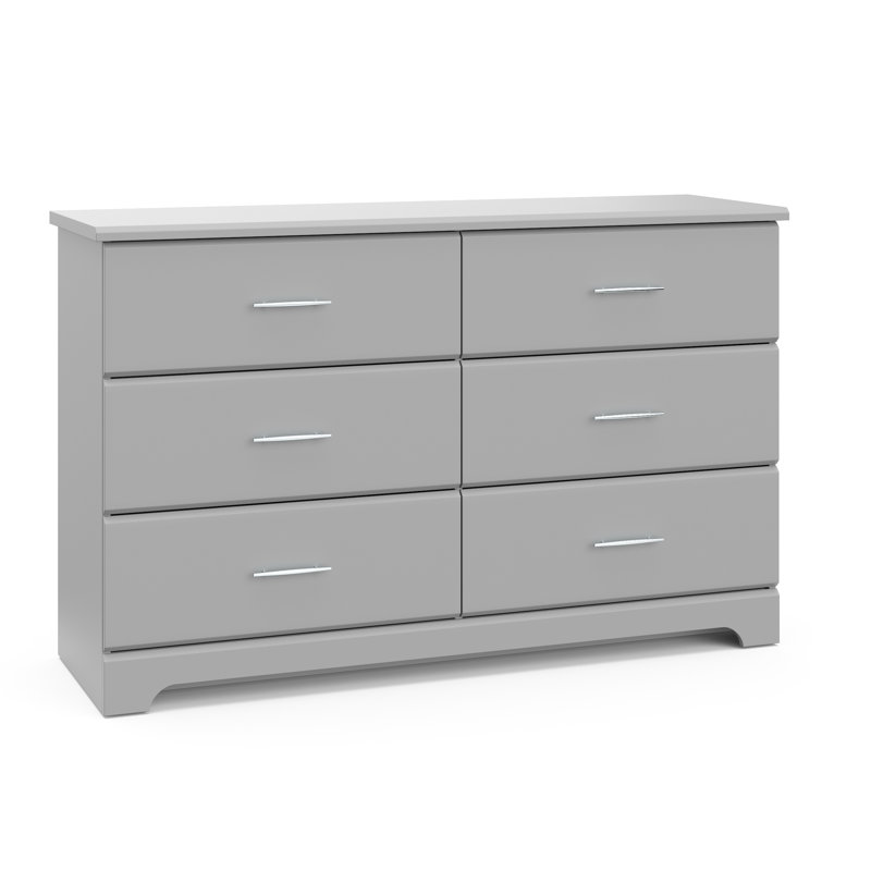 Brookside 6 Drawer Double Dresser, Pebble Gray