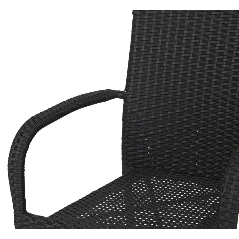 Jaidon 6 - Person Wicker Patio Dining Set with Extendable Rectangular Table, Black