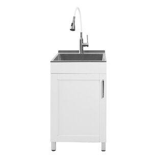 Utility Sink with Cabinet, Stainless Steel Countertop, Interior Shelf - Bed  Bath & Beyond - 37862227