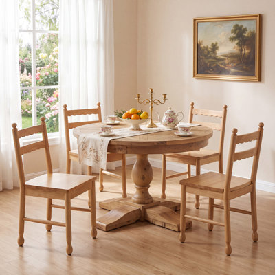 Chaises de salle à manger de style Mid-Century en bois massif de style Windsor avec dossier à lattes pour la cuisine et la salle à manger