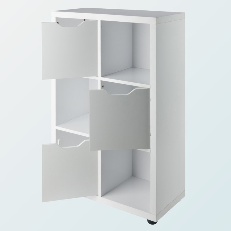 Lennox Storage Cabinet in White with Cutout Handles, 37.36'' H X 24.89'' W X 11.54'' D