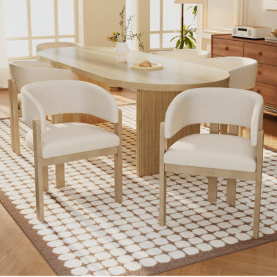 Boucle Upholstered Armchair in Beige