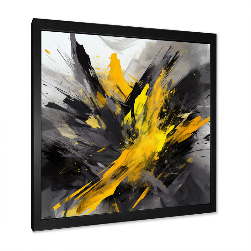 «Evolving In Yellow Grey», impression sur toile encadrée sur toile, Cadre photo noir, H 16 po x l 16 po x P 1 po