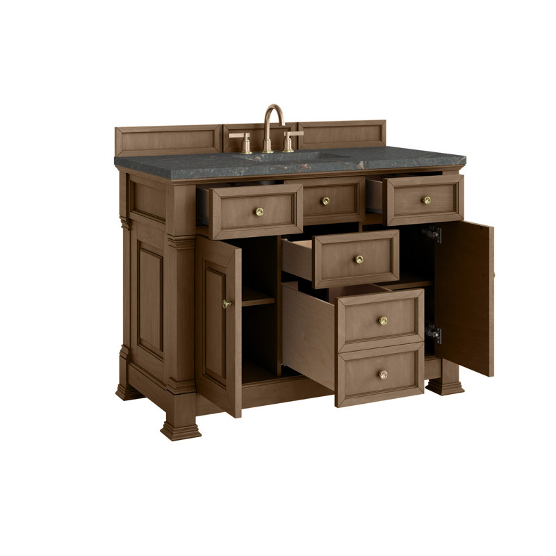 Brookfield 48'' Single Bathroom Vanity with Top, Parisien Bleu, Pecan, Widespread