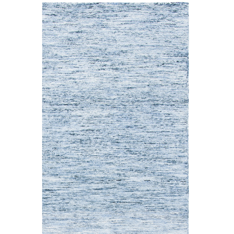 Tapis bleu en laine / coton touffeté à la main Amburgey Metro, Rectangle 9 pi x 12 pi