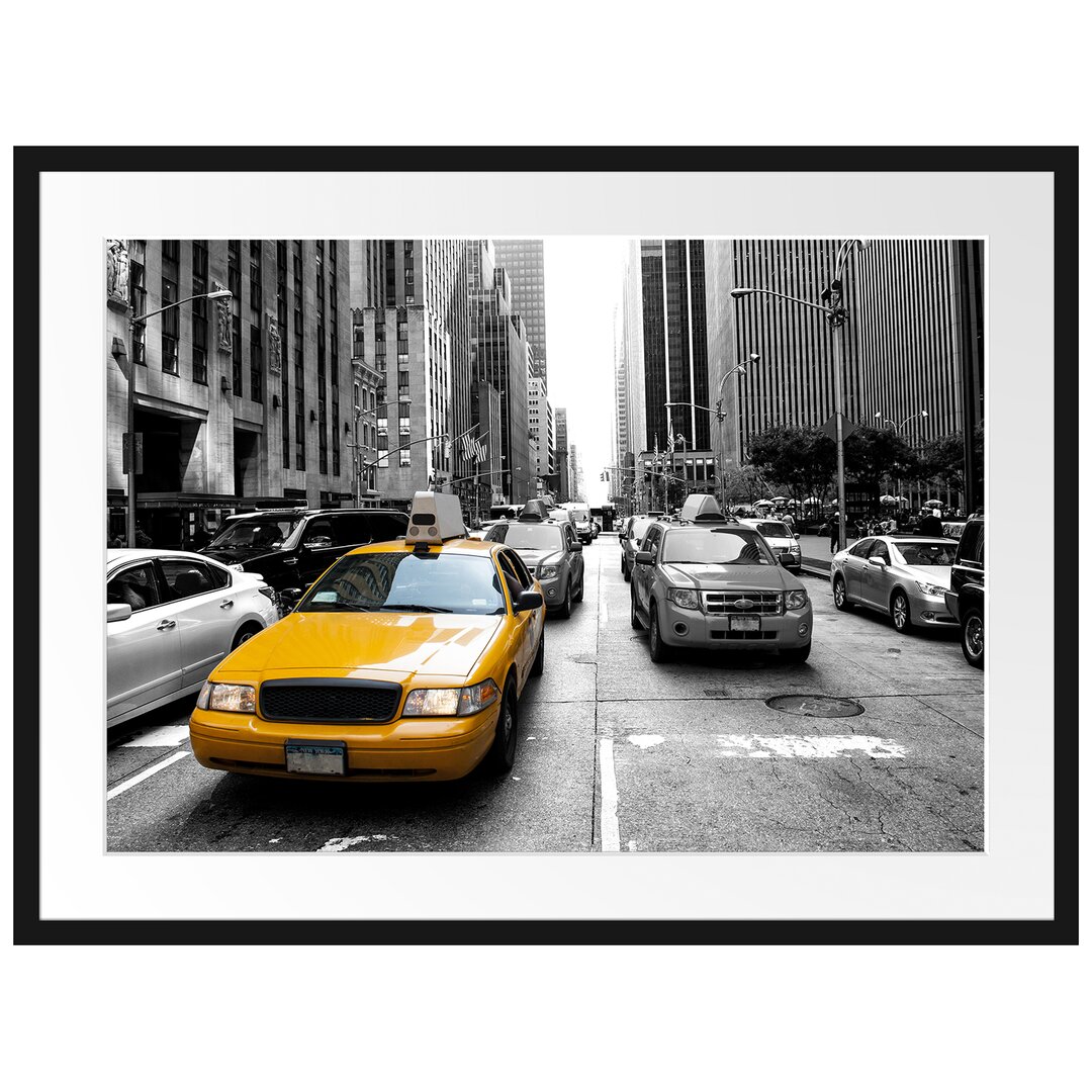 Gerahmtes Poster Gelbes Taxi in New York