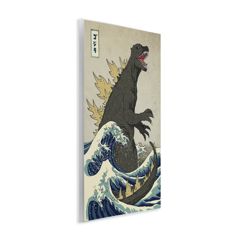 «Godzilla in the Waves», ensemble d'impression sur toile panoramique, H 19 po x l 13 po
