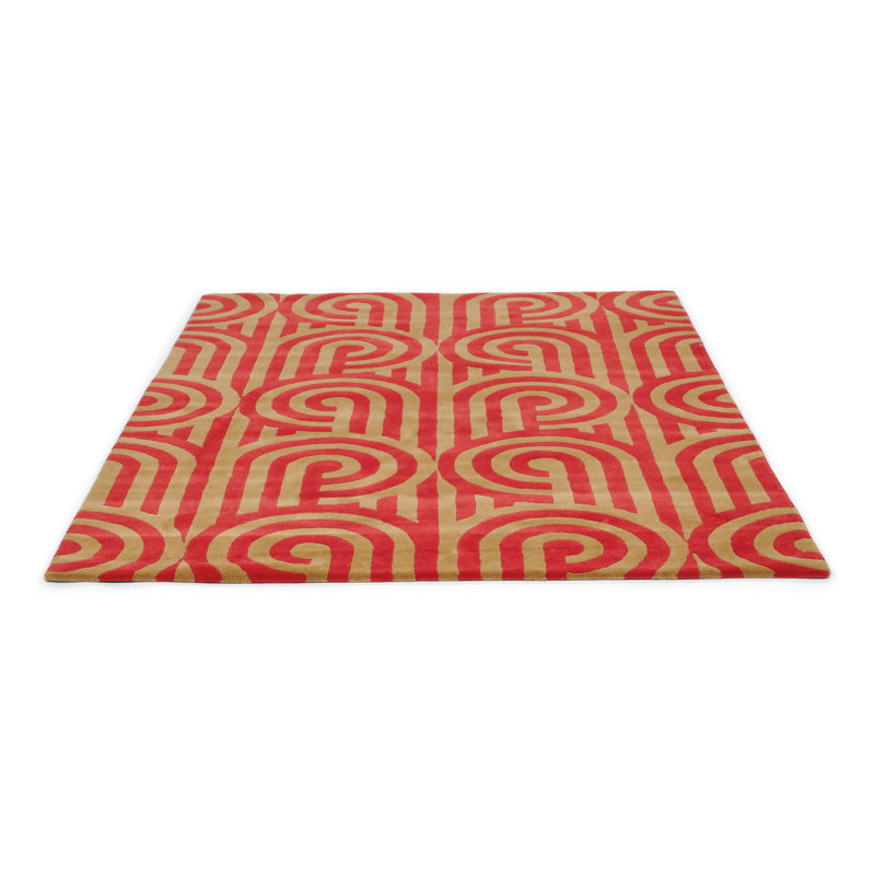 Hand Tufted Wool Geometric Area Rug, Rectangle 3'11" x 5'11"