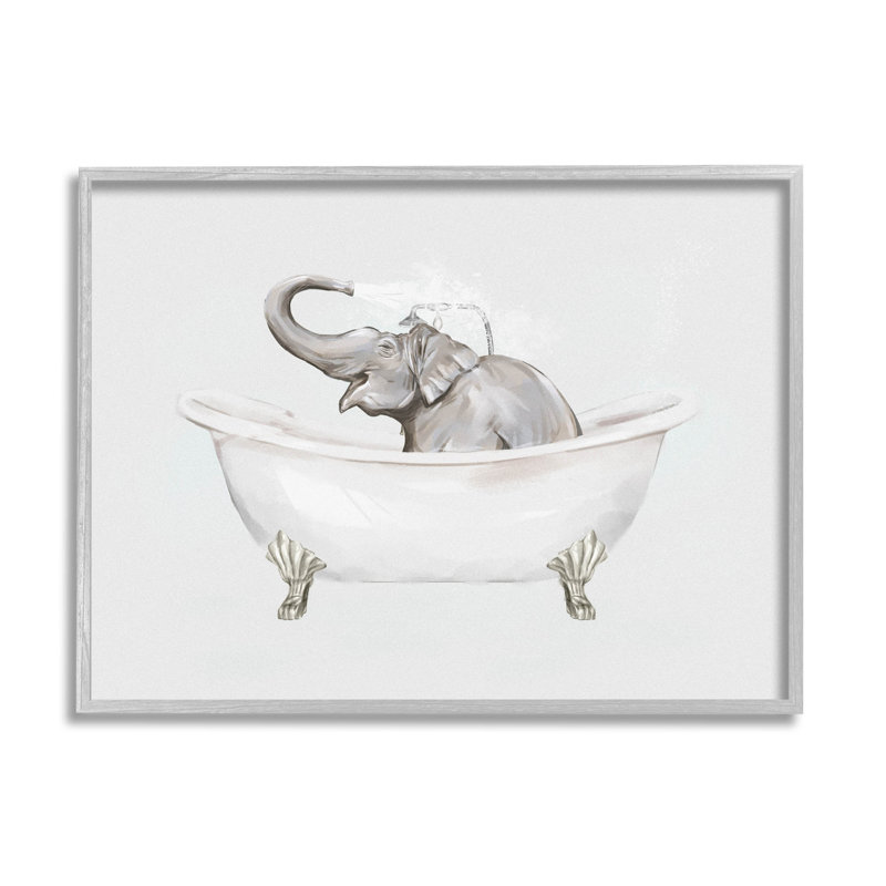 «Happy Elephant Splashing Bathaign», estampe numérique encadrée par Ziwei Li, H 16 po x l 20 po x P 1,5 po