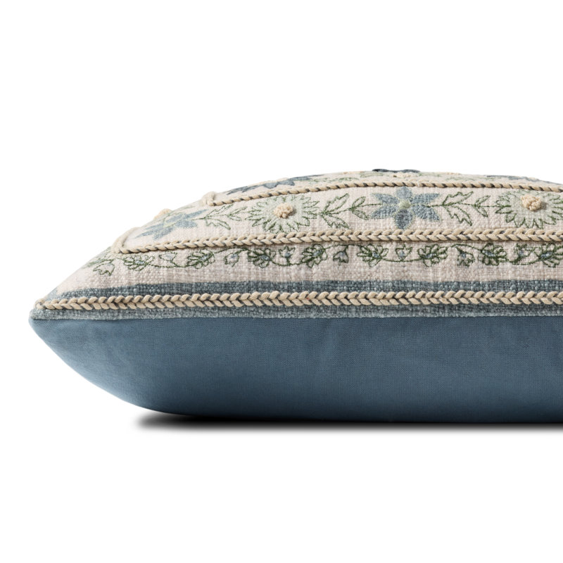 Loloi Throw Pillow, Blue/Multi Floral, Down