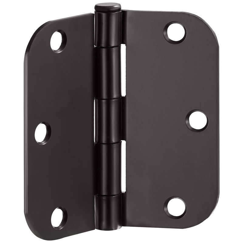 Door Hinge In Satin Brass, 3.5-Inch, 5/8-Inch Radius, 9-Pack, Matte Black