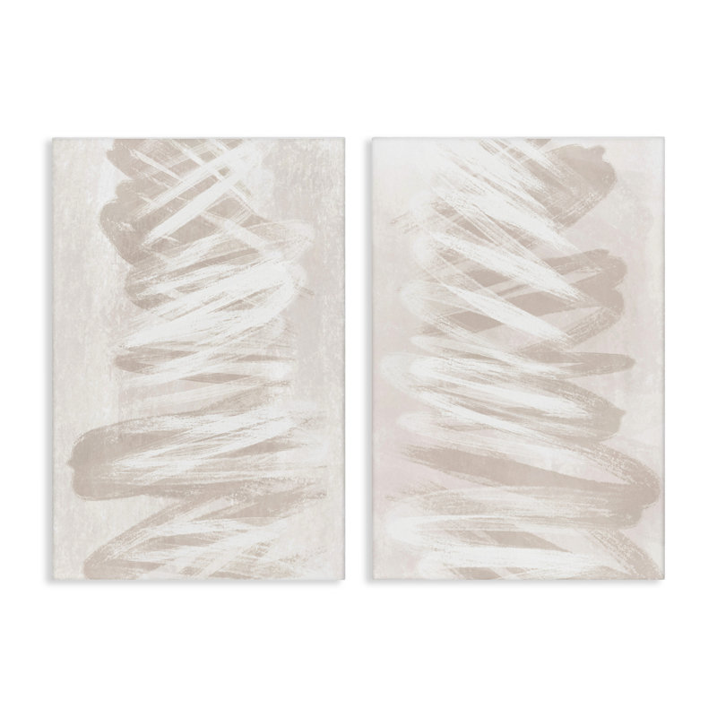 Ensemble de 2 toiles Minimal Beige Waves, design par Martina Pavlova, H 24 po x l 32 po