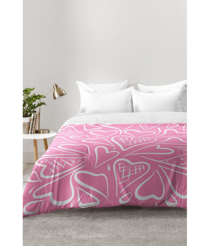Ensemble d'édredon Love Is In The Air Rose, Édredon double / grand + 2 taies décoratives sta