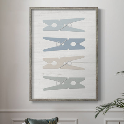 Laundry Pins Framed Print - Solid Wood