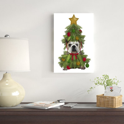 Déguisement de bouledogue anglais, arbre de Noël par Fab Funky - impression sur toile tendue