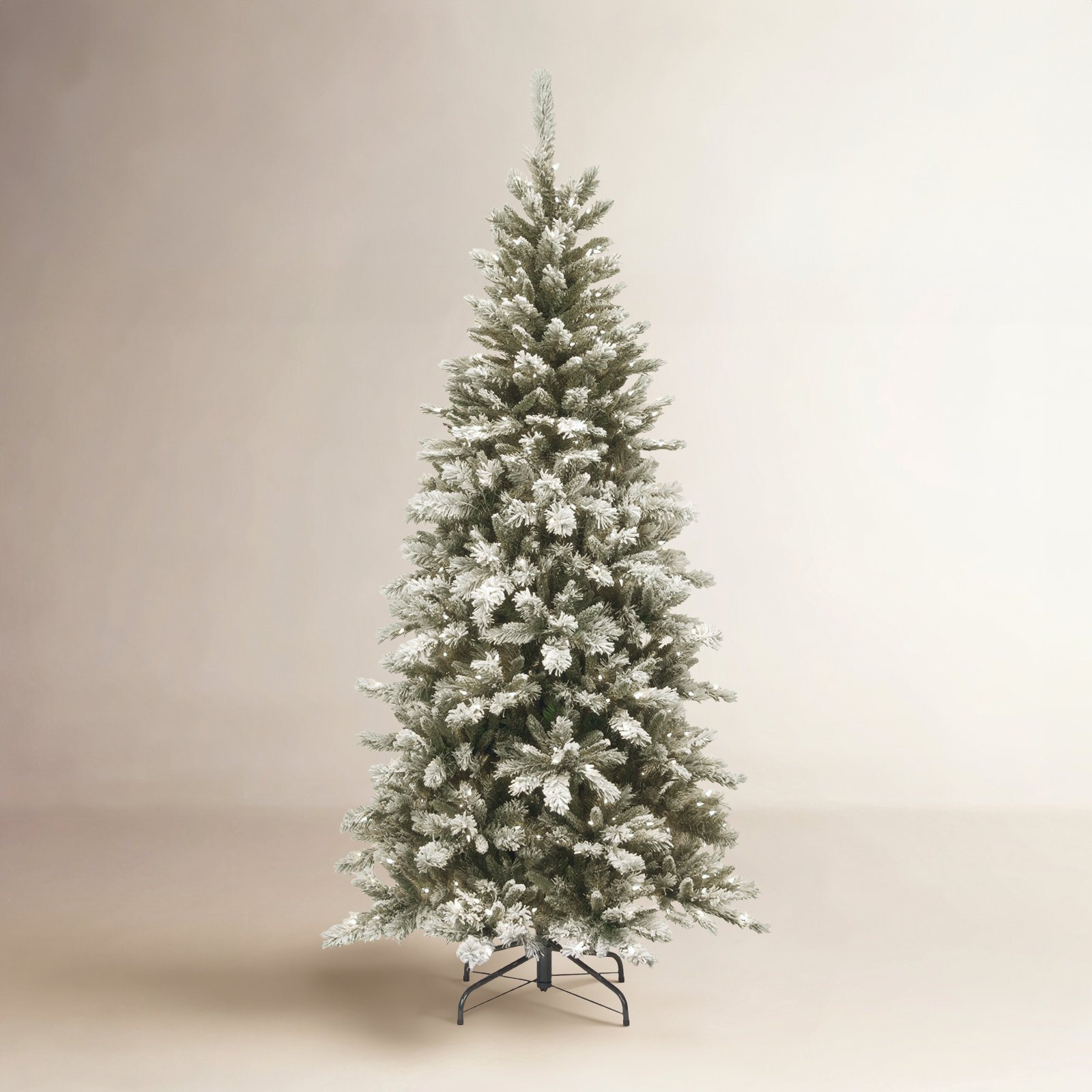 The Holiday Aisle® 7.5ft. Snowy Mountain Pine Slim Pine Tree with Clear Lights