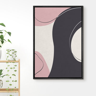 " Pink & Dark Shapes With White Background "