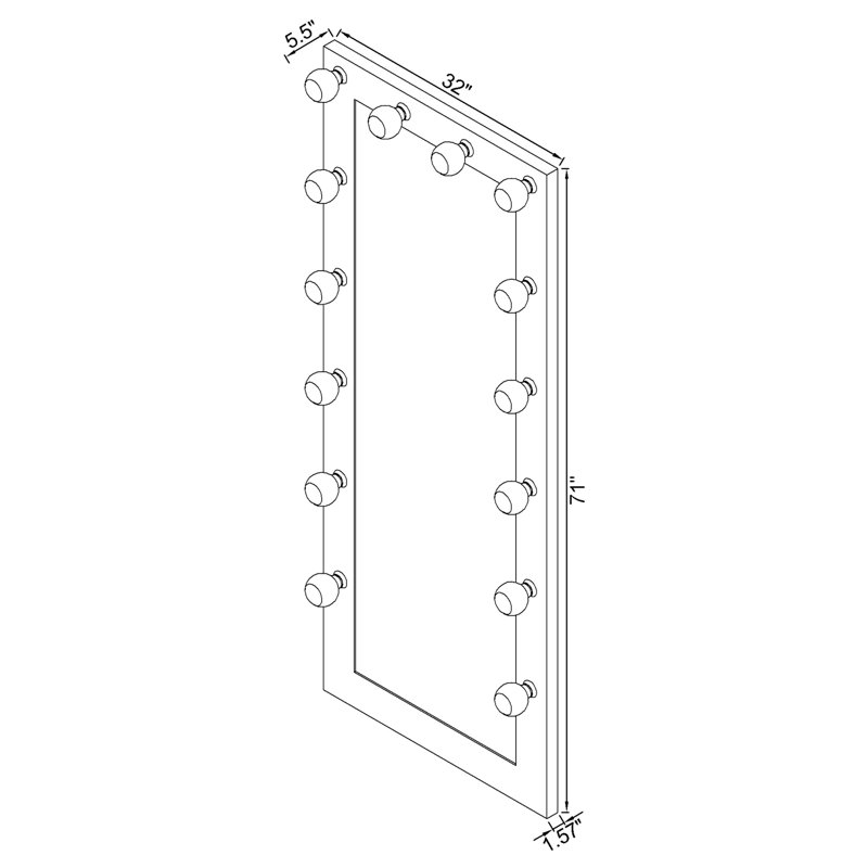 Miroir de plancher ultrabrillant 32 po x 71 po, Black