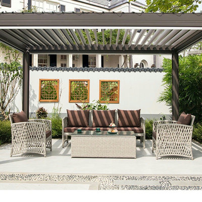 Jamelle Wicker 5 - Person Patio Conversation Set with Cushions